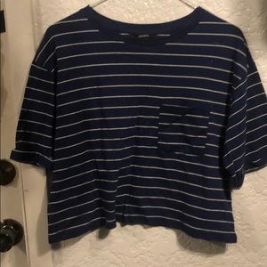 Stripe navy crop shirt
